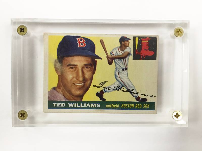lot 1002 image: 1955 Topps Ted Williams BOOK VALUE $800 - AUTHENTIC 61 YEAR OLD ORIGINAL TOPPS CARD - HUGE BOOK VALUEINVESTMENT