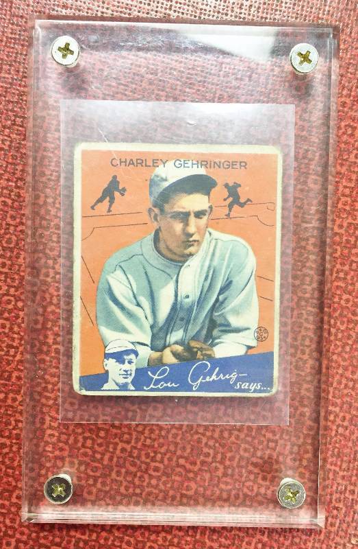 lot 1008 image: 1934 Goudey Hall of Famer Charlie Gehringer Authentic Vintage Baseball Card - True Hobby History - 82 Year Old Card - One of the Oldest Cards We Have Ever Offered