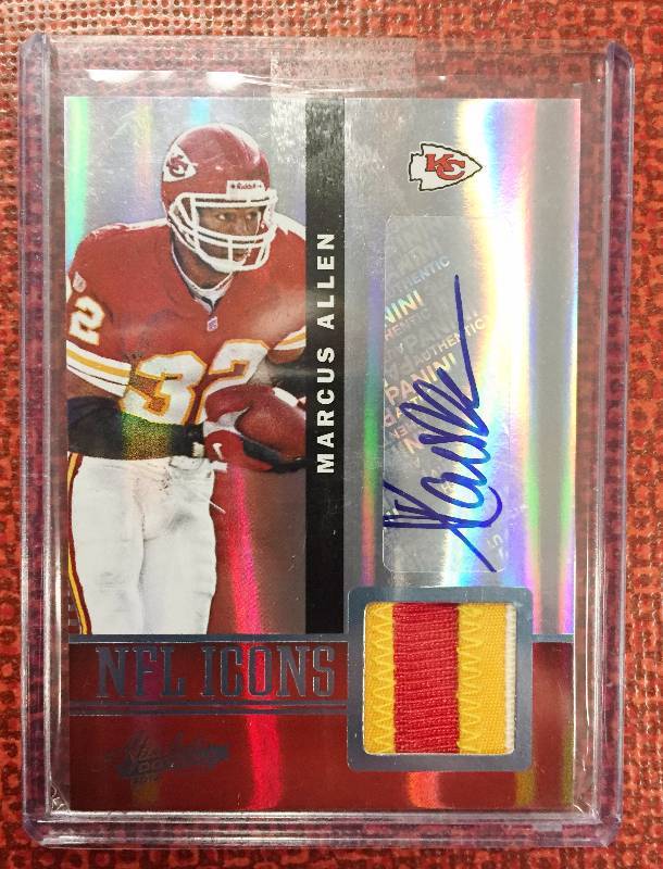 lot 1016 image: Marcus Allen Certified Authentic Autograph & Game Used Jersey Patch Combo Card - Amazingly Rare Piece of Chiefs History - Serial # only 625 - Only 25 Ever Made