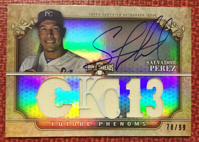 lot 1029 image: Salvador Perez Kansas City Royals Hero Authentic Certified Autographed & Game Used Jersey Card - Extremely Rare - Serial #d 7899 - Only 99 In Existence