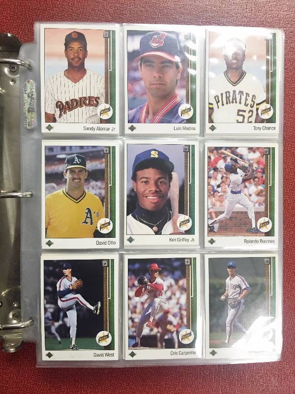 lot 1033 image: 1989 Upper Deck Set w Ken Griffey Jr. Rookie - Mint - In Binder - One of the Most Sought After Sets of All Time