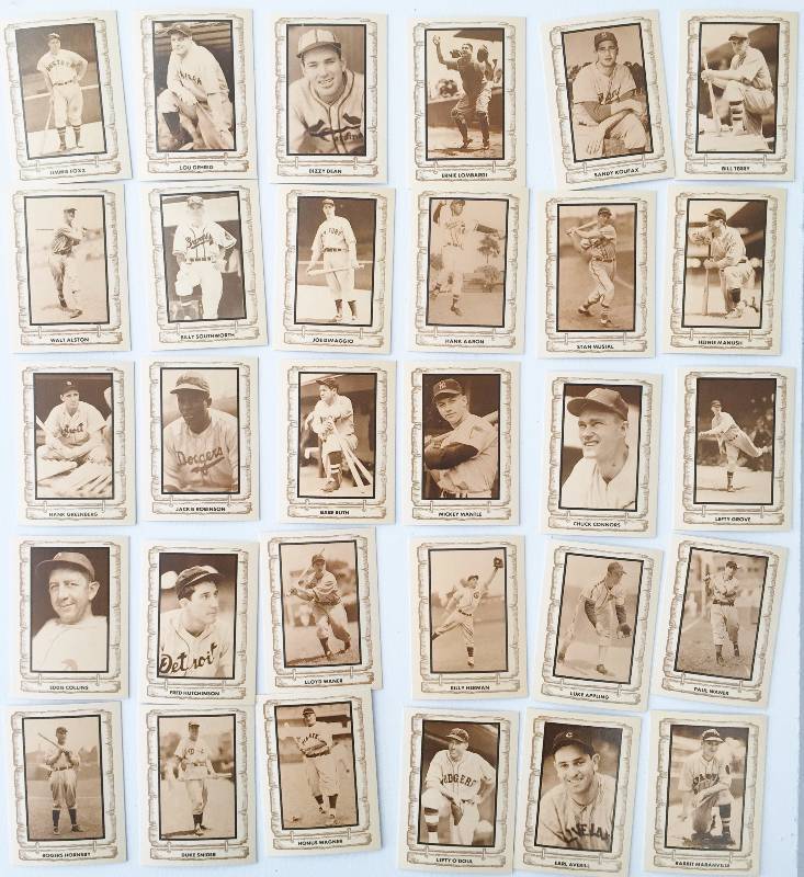 lot 1063 image: Extremely Rare Complete 1980 Baseball Legends Set - Mint Condition - Babe Ruth, Mickey Mantle, Joe Dimaggio, Jackie Robinson, Every Major Vintage Star Possible - Super Thick Stock