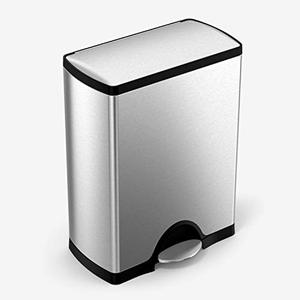 lot 9043 image: Simplehuman 50 Liter  13.0 Gallon Rectangular Kitchen Step Trash Can, Brushed Stainless Steel