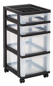 lot 9049 image: IRIS USA Craft Organizers and Storage, Rolling Storage Cart for Classroom Supplies, Storage Organizer for Art Supplies, Drawer Top Organizer for Small Parts, 4 Drawers, Black