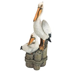 lot 9053 image: Design Toscano Coastal Decor Oceans Perch Pelicans Garden Bird Statue, 24 Inch, Polyresin, Full Color