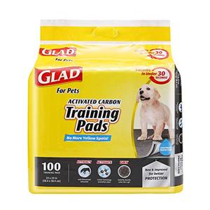 lot 9054 image: Glad for Pets Black Charcoal Puppy Pads  Puppy Potty Training Pads That ABSORB & NEUTRALIZE Urine Instantly  New & Improved Quality Dog Training Pads, 100 count