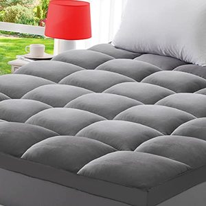 lot 9062 image: BedLuxury Queen Size Mattress Topper Extra Thick Bamboo Mattress Pad Cover Breathable Cooling Mattress Protector Bed Cover Fits 8-21 Inch Deep Pocket- Grey