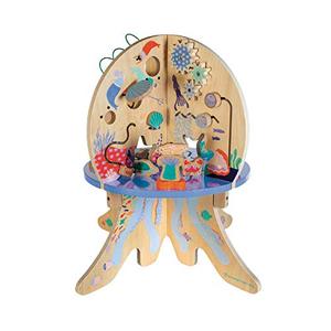 lot 9066 image: Manhattan Toy Deep Sea Adventure Wooden Toddler Activity Center with Clacking Clams, Spinning Gears, Gliders and Bead Runs