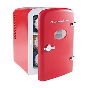 lot 9072 image: Frigidaire RED EFMIS129- CP4 Mini Portable Compact Personal Fridge Cooler, 4 Liter Capacity Chills Six 12 oz Cans, 100% Freon-Free & Eco Friendly, Includes Plugs for Home Outlet & 12V Car Charger