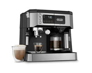 lot 9074 image: DeLonghi All-in-One Combination Coffee Maker & Espresso Machine  Advanced Adjustable Milk Frother for Cappuccino & Latte  Glass Coffee Pot 10-Cup, COM532M
