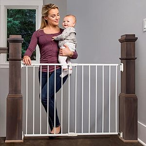 lot 9101 image: Regalo 2-in-1 Extra Wide Stairway and Hallway Walk ThroughBaby Safety Gate, Hardware Mounting, White