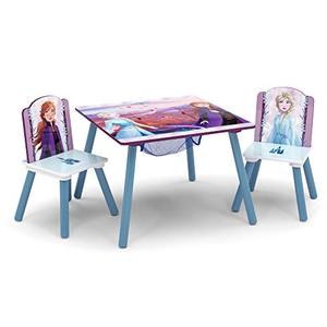 lot 9102 image: Delta Children Kids Table and Chair Set With Storage (2 Chairs Included) - Ideal for Arts & Crafts, Snack Time, Homeschooling, Homework & More, Disney Frozen II