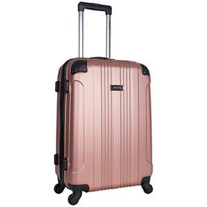 lot 9123 image: Kenneth Cole Reaction Out Of Bounds Luggage Collection Lightweight Durable Hardside 4-Wheel Spinner Travel Suitcase Bags, Rose Gold, 24-Inch Checked