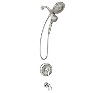 lot 9124 image: Moen 82304SRN Engage Magnetix Multi-Function Handshower and Rainshower Combo, Spot Resist Brushed Nickel