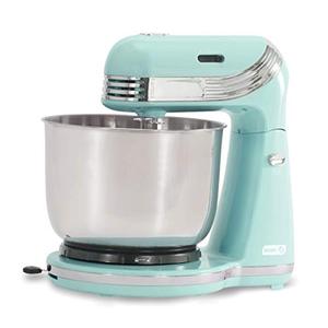 lot 9129 image: Dash Stand Mixer (Electric Mixer for Everyday Use) 6 Speed Stand Mixer with 3 Quart Stainless Steel Mixing Bowl, Dough Hooks & Mixer Beaters for Frosting, Meringues & More - Aqua