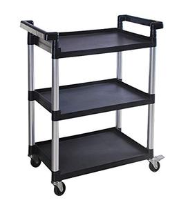 lot 9133 image: MaxWorks 80774 3-Shelf Utility Plastic Cart with Wheels-225 Lbs Maximum Capacity , Black
