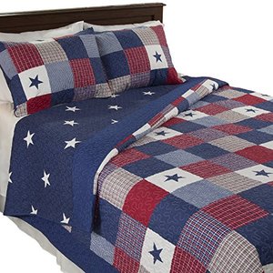 lot 9136 image: Bedford Home Caroline 3 Piece Quilt Set-FullQueen, Multicolor