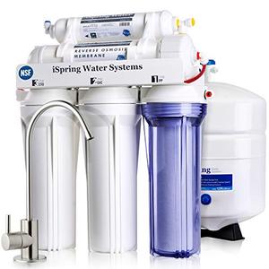 lot 9153 image: iSpring RCC7, NSF Certified, High Capacity Under Sink 5-Stage Reverse Osmosis Drinking Filtration System, 75 GPD, Brushed Nickel Faucet