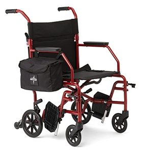 lot 9154 image: Medline Steel Transport Wheelchair, Folding Chair with Desk-Length Arms and Anti-Tippers