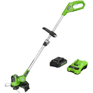 lot 9156 image: Greenworks 24V 12-inch Cordless String Trimmer with 2.0 Ah Battery and Charger 21342