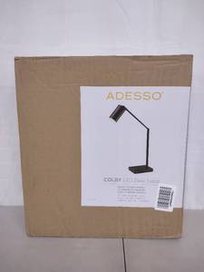 lot 9162 image: Adesso 3202-15 Rhythm Table Lamp, 19.5 in, 60 W Incandescent13W CFL, Walnut PVC Veneer on MDF, 1 Table Lamp