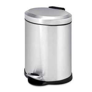 lot 9165 image: Honey-Can-Do TRS-01448 Oval Stainless Steel Step Can, 5-Liter,grey , Silver