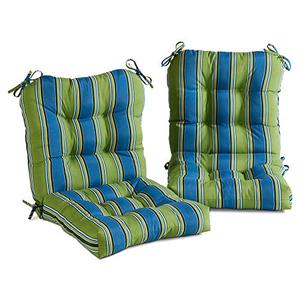 lot 9170 image: Greendale Home Fashions Set SeatBack Chair Cushion, 2 Count (Pack of 1), Belize Stripe