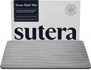 lot 9180 image: SUTERA - Stone Bath Mat, Diatomaceous Earth Shower Mat, Non-Slip Super Absorbent Quick Drying Bathroom Floor Mat, Natural, Easy to Clean (23.5 x 15 Gray)