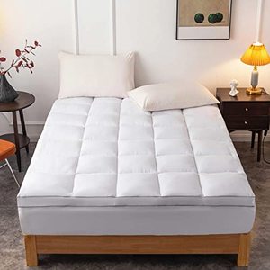lot 9188 image: Mattress Topper California King Size - Extra Thick Mattress Pad Cover - Pillow Top with Breathable 4D Spiral Fiber Filling