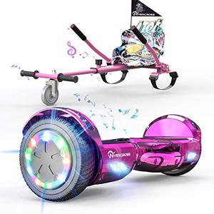 lot 9209 image: EVERCROSS Hoverboard, Hoverboard for Adults, Hoverboard with Seat Attachment, 6.5 Hover Board Self Balancing Scooter with Bluetooth Speaker & LED Lights, Suit for Adults and Kids (Rose Red)