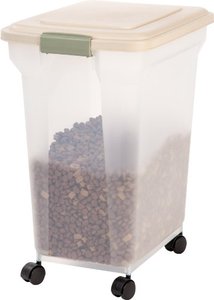 lot 9221 image: IRIS Premium Airtight Pet Food Storage Container, 42-Pounds, Almond