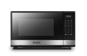 lot 9241 image: BLACKDECKER EM031MB11 Digital Microwave Oven with Turntable Push-Button Door, Child Safety Lock, 1000W, 1.1cu.ft, Black & Stainless Steel, 1.1 Cu.ft