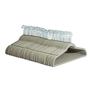 lot 9250 image: Amazon Basics Slim, Velvet, Non-Slip Suit Clothes Hangers, GraySilver - Pack of 100