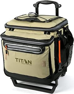 lot 9253 image: Arctic Zone Titan Deep Freeze 60 (5010) Can Collapsible Rolling Cooler with Wheels and All-Terrain Cart, Moss