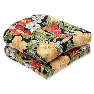lot 9254 image: Pillow Perfect OutdoorIndoor Clemens Noir Tufted Seat Cushions (Round Back), 2 Count (Pack of 1), Black