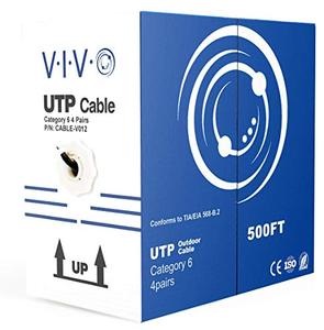 lot 9259 image: VIVO Black 500ft Bulk Cat6, CCA Ethernet Cable, 23 AWG, UTP Pull Box, Cat-6 Wire, Waterproof, Outdoor, Direct Burial CABLE-V012