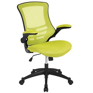 lot 9267 image: Flash Furniture Mid-Back Green Mesh Swivel Ergonomic Task Office Chair with Flip-Up Arms