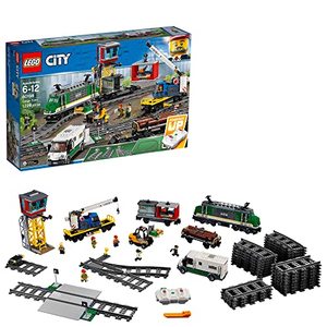 lot 9275 image: LEGO City Cargo Train 60198 Remote Control Train Building Set with Tracks for Kids, Top Present for Boys and Girls (1226 Pieces)