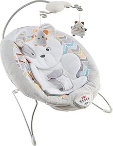 lot 9304 image: Fisher-Price Sweet Snugapuppy Deluxe Bouncer, Portable Bouncing Baby Seat with Overhead Mobile, Music, and Calming Vibrations Amazon Exclusive