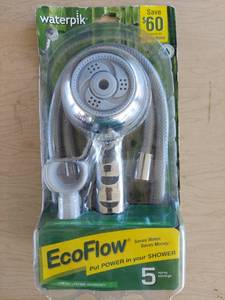 lot 3705 image: Waterpik 5-Mode EcoFlow Hand Held Shower Head, Chrome