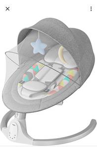 lot 71259 image: Bioby Baby Swing for Infants,The Five-Point Seat Belt,Bluetooth Touch ScreenRemote Control Baby Bouncer with Music Speaker,Motorized Portable Swing with 5 Swing SpeedsGrey)