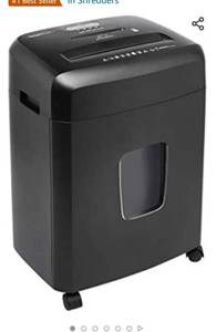 lot 71279 image: Amazon Basics Cross Cut Paper Shredder and Credit Card CD Shredder with 6 Gallon Bin, 15 Sheet Capacity