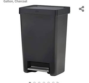 lot 71280 image: Rubbermaid Premier Series II Step-On Trash Can for Home and Kitchen, with Lid Lock and Slow Close, 13 Gallon, Charcoal