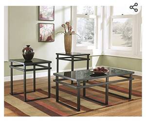 lot 71282 image: Ashley Furniture T180-13 Occasional Table Set, Laney Black - Set of 3