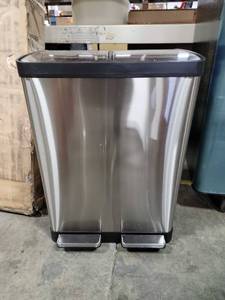 lot 71320 image: Gallon Step Trash Can & Recycle Bin with Double Odor Control Systems, Stainless Steel, 2 x 8 Gallon (30L) Removable