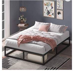 lot 71330 image: ZINUS Joseph Metal Platforma Bed Frame  Mattress Foundation  Wood Slat Support  No Box Spring Needed  Sturdy Steel Structure, Queen
