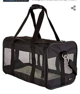 lot 71343 image: Amazon Basics Soft-Sided Mesh Pet Travel Carrier, Large, 20 x 10 x 11 Inches, Black