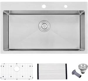 lot 1770 image: Drop In Kitchen Sink Stainless Steel (Retails $269.99)
