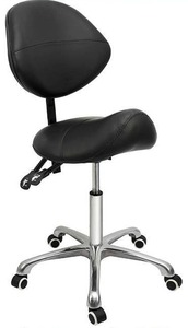 lot 1781 image: Grace & Grace Professional Saddle Stool Series with Backrest Hydraulic Swivel Comfortable Ergonomic with Heavy Duty Metal Base.