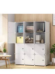 lot 1782 image: KOUSI Large Cube Storage - 14x18 Depth Cube (12 Cubes) Organizer Shelves Clothes Dresser Closet Storage. 12 cube